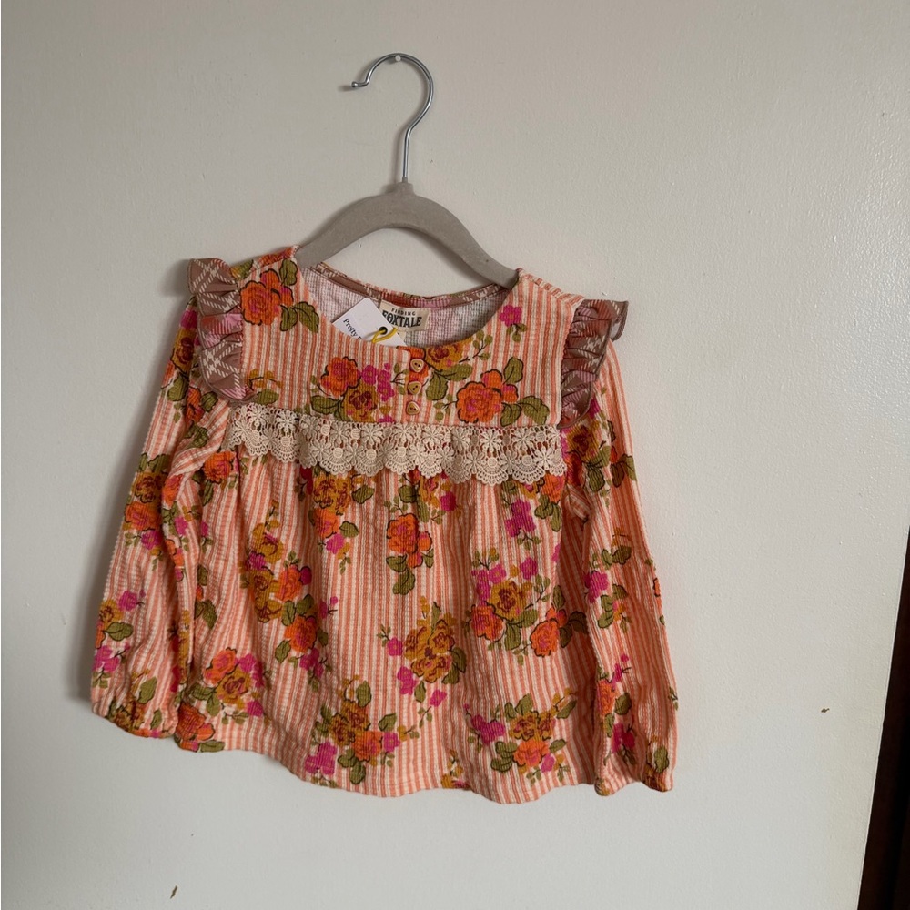 Charming Floral Kids Blouse with Lace Detail